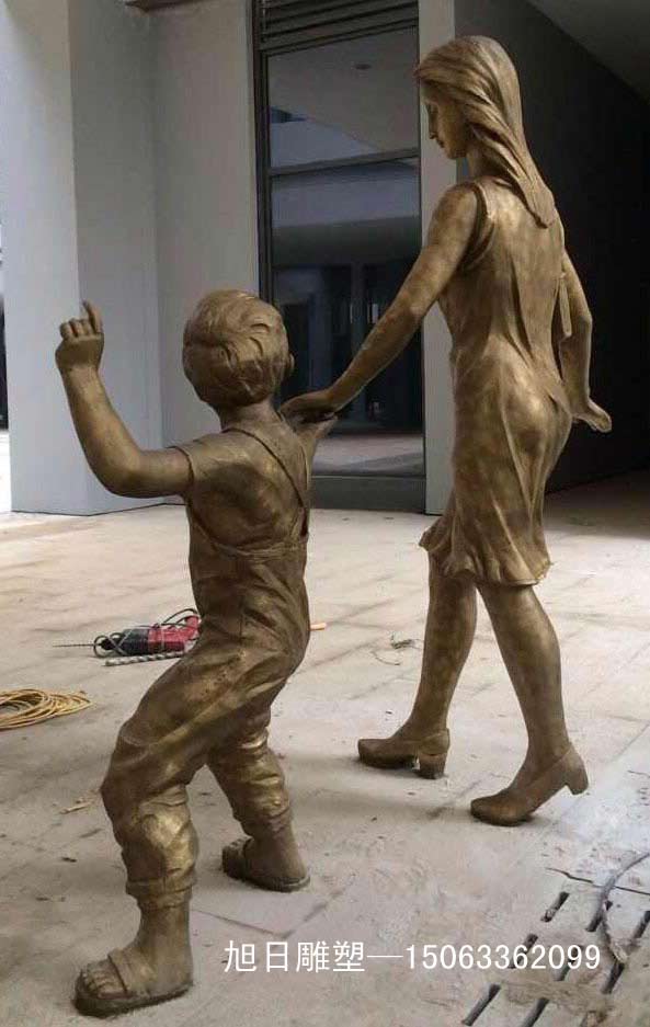 母子出行鑄銅、鍛銅雕塑